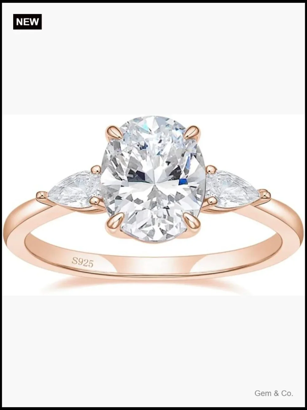 3-Stone Oval Cut CZ Wedding Promise Ring Sterling Silver S925 Size 3-13